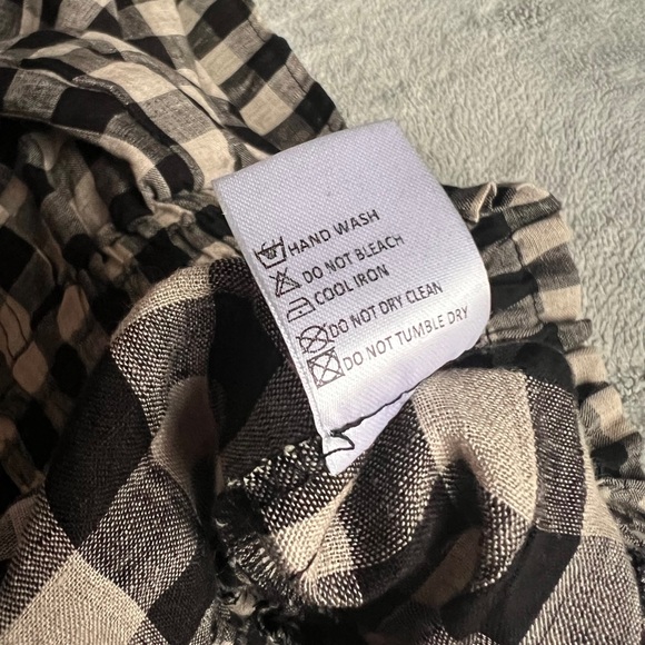 NWT Olivaceous Olivia Linen High Waist Plaid Pull-On Shorts Academia Black Cream - Picture 13 of 15